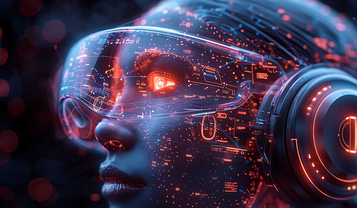 Person-mit-futurischer-VR-Brille-und-digitaler-Datenanzeige